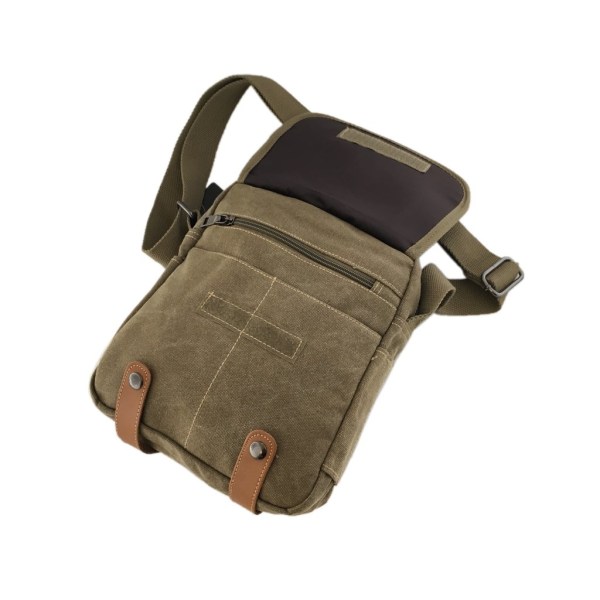 Liten axelremsväska kanvas/tyg Khaki one size