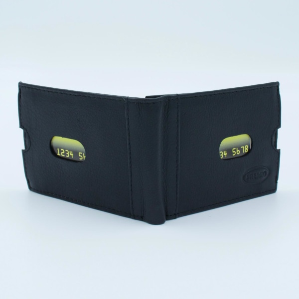 Liten plånbok i äkta skinn, RFID Svart one size