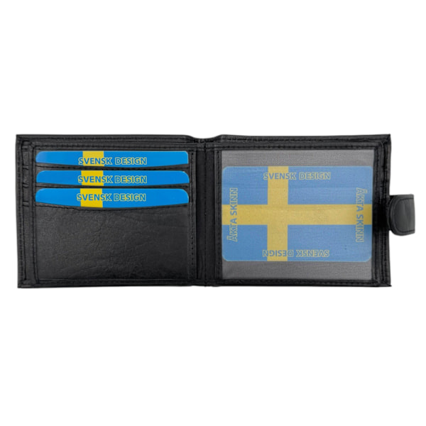 Plånbok i äkta läder, svenskt passform Svart one size