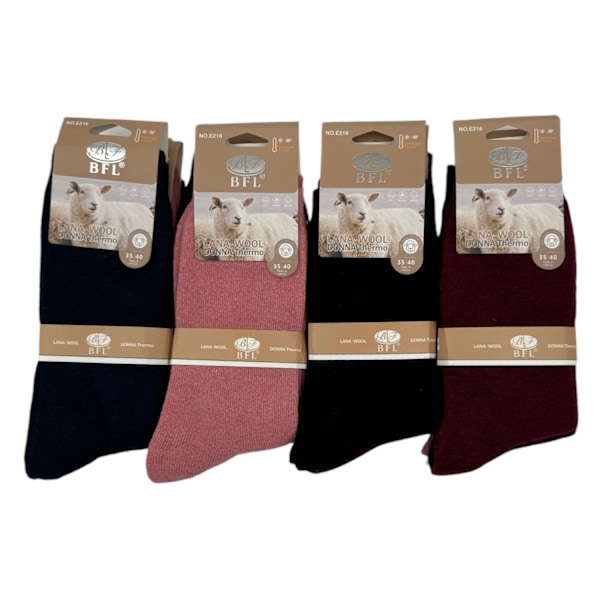 Ullstrumpor DAM, 12-pack multifärg one size