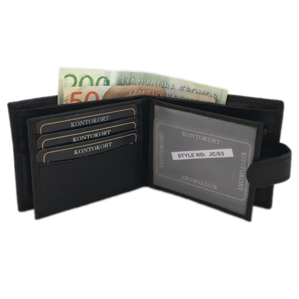 Unisex plånbok med slejf, skinn Svart one size