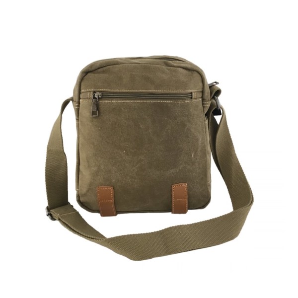 Liten axelremsväska kanvas/tyg Khaki one size