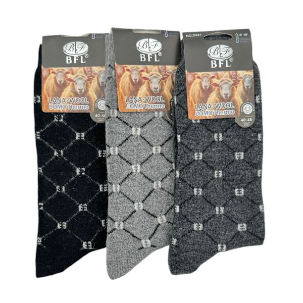 Ullstrumpor herr 12 pack, 40-46 multifärg one size