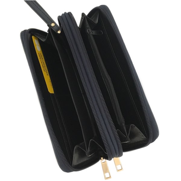 Stor plånbok med två stora fack Mörkblå one size