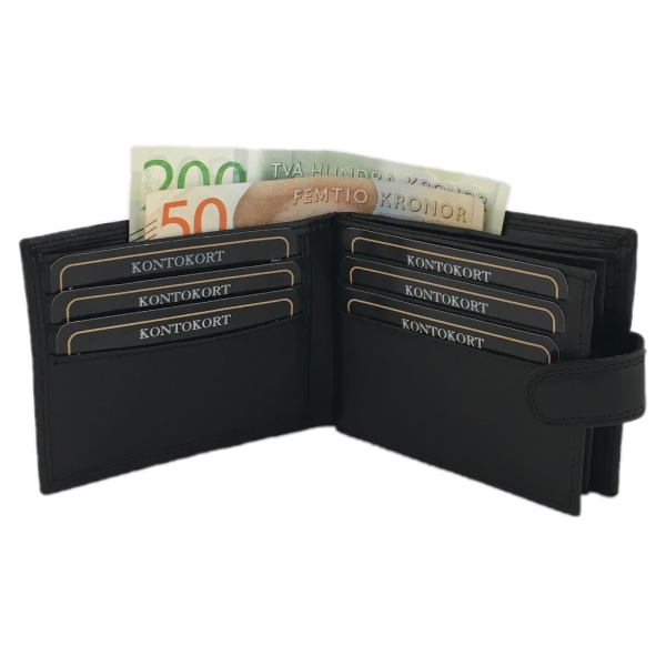Unisex plånbok med slejf, skinn Svart one size