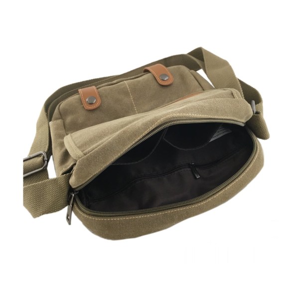 Liten axelremsväska kanvas/tyg Khaki one size
