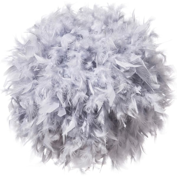 Fjerlet Skærm til Loftslampe, Fluffy Lampeskærm til Bordlampe og Gulvlampe, Soveværelse Diameter 30cm, Grå