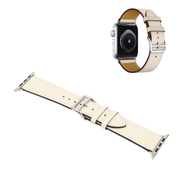 Smartklokke Armbånd Klokke Rem Lær Smartklokke Tilbehør for IOS Watch Series SE 8 7 6 5 4 3 2 1 42mm 44mm 45mm Beige