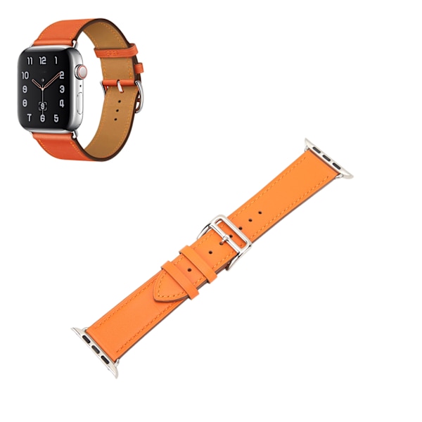 Smartklokke Armbånd Klokke Rem Lær Smartklokke Tilbehør for IOS Watch Series SE 8 7 6 5 4 3 2 1 42mm 44mm 45mm Oransje