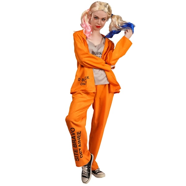 Fengselsdrakt, Oransje Fangedrakt for Halloween for Kvinner - Perfekt for Kvinner Women S