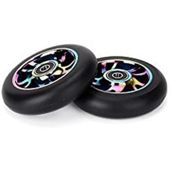 2 st 100 mm Ersättningshjul för Scooter med Lager Stunt Scooter PU Hjul för Gungbilar, Extre