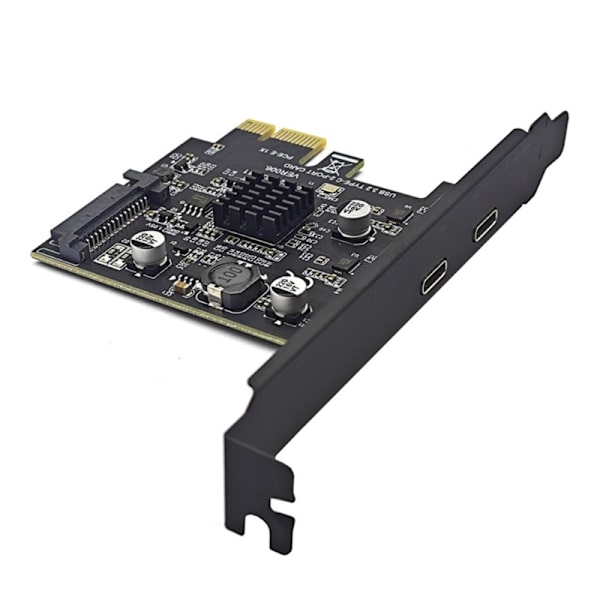 PCIe 1X 3.0 till USB 3.2 Gen2 Kort 10Gbps Dubbel Typ-C PCIE Utbyggnadskort