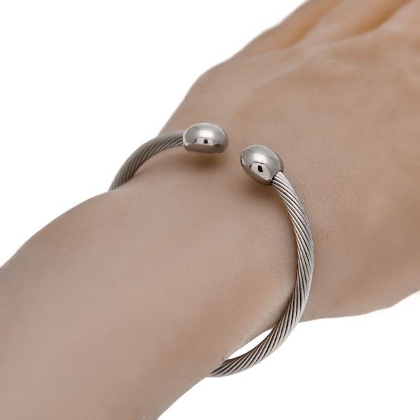 Magnetisk terapiarmbånd - vridd kabel i rustfritt stål H