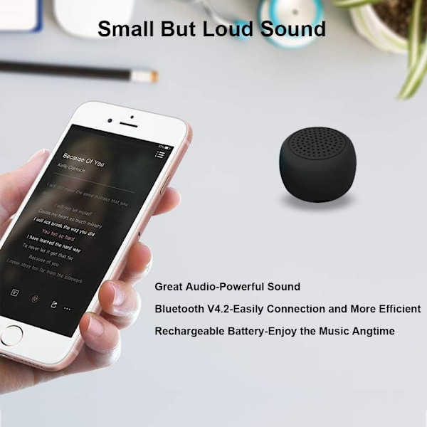 Pienin Mini Bluetooth -kaiutin - Momoho BTS0011 Langaton pieni Bluetooth-kaiutin, kannettavat kaiuttimet kotiin/ulkokäyttöön/matkalle, ladattava