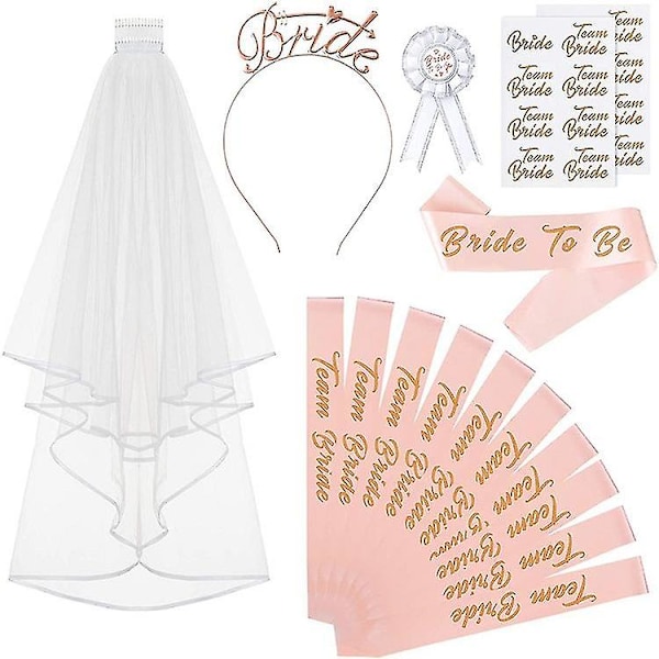 Bride To Be Team Sett Brud To Be Skjerf & Hodebånd Tiara & Skulderstropp Slør Bryllupsdusj Festtilbehør Bryllupsfest