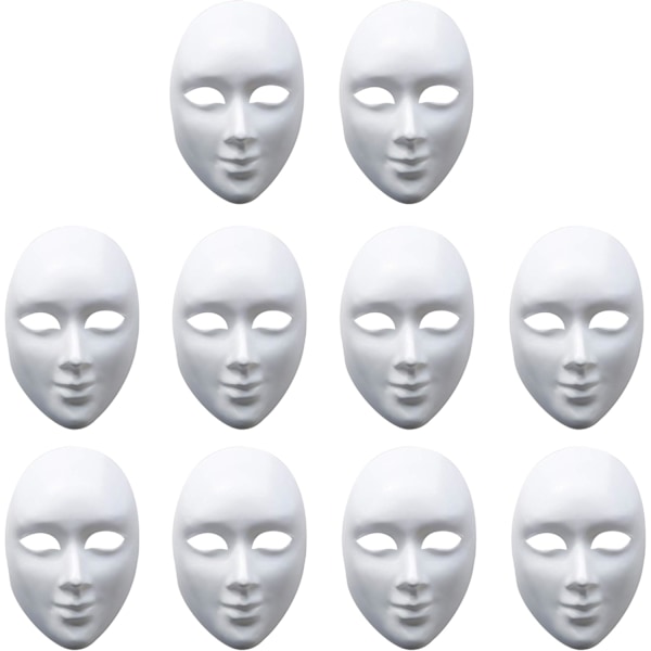 Matana - 10 valkoista jäykkää paperinaamiota askarteluun - Unisex DIY-asu Halloween-juhliin