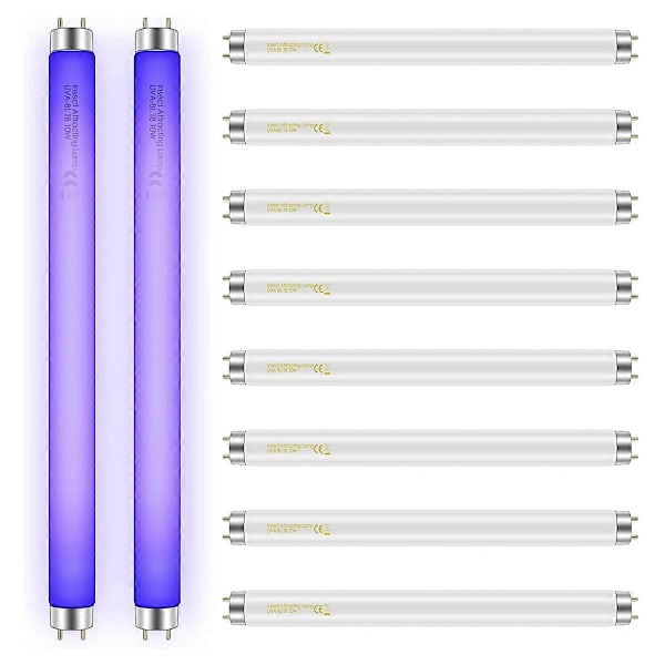 10-pakning Bug Zapper Erstatningspærer 10W for 20W Innendørs Bug Zapper, BL T8 F10W 33 cm Lysrør