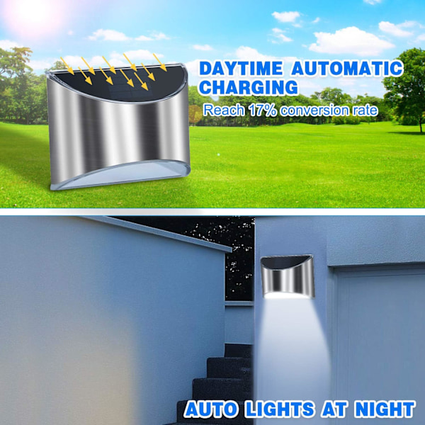 Solarlampor för utomhusbruk, LED solarlampor för vägg, 4 stycken