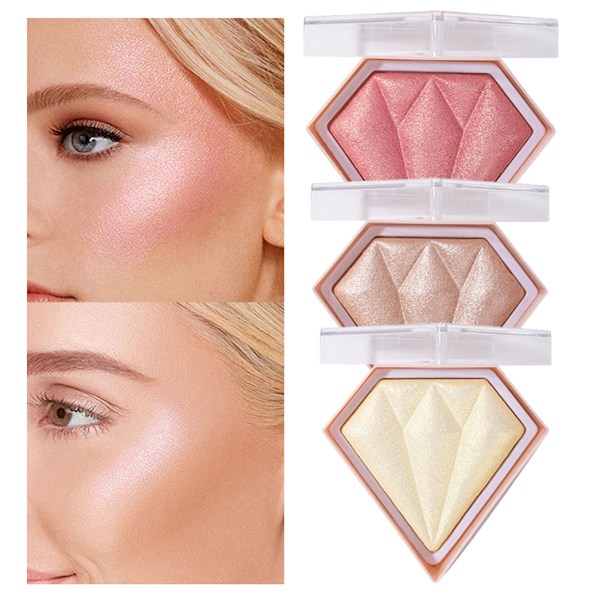 5 Farger Blush Sminkepalett Høylys Konturpulver Bronzer Høyglans Høylys