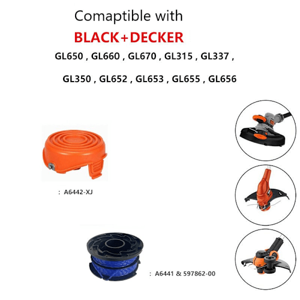 Trimmerspole för Black Decker GL650/GL660/GL670/GL315/GL337/GL350/GL652