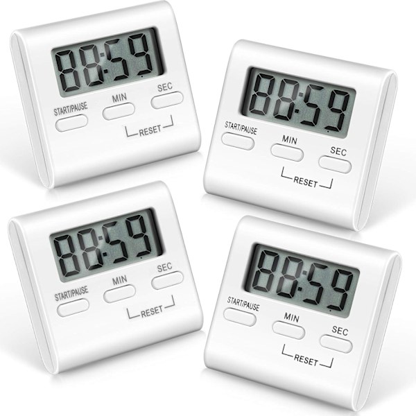 Sæt med 4 timere, køkkentimer, digital køkkentimer, æggetimer, med høj alarm{EE}