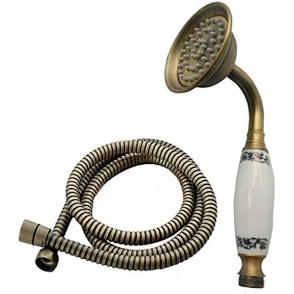 Retro Brusehoved Kobber Håndholdt Spray Brusehoved Badeværelsestilbehør med 15m Slange Brusehoved Brusehoved med Slange Kobber Håndbruser Retro Hånd