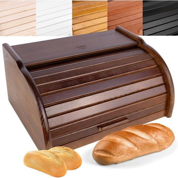 Creative Home Ruskea Leipälaatikko | 38 x 28,5 x 17,5 cm | Leipälaatikko | Puinen leipälaatikko | Puulaatikko | Leipälaatikot Brun