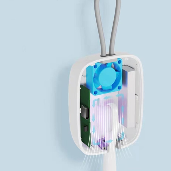 Børsterekkesett med UV-rensing, bærbar, dyp rengjøring, fuktighetsbestandig, turbovifte tørking for forretningsreiser, hvit