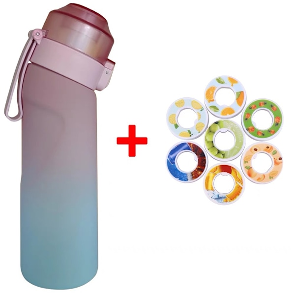 Air Water Up Flaska Vattenflaska - 650ml - Innehåller 7 Smaker - Camping Sport Gradient Blå