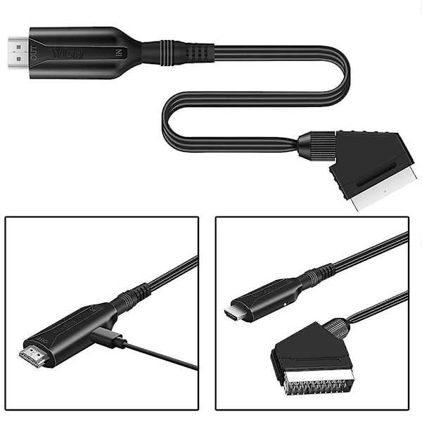 HDMI-kompatibel til Scart-kabel Bærbar 720p / 1080p Video Audio Adapter