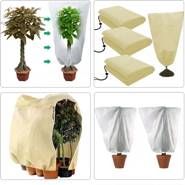 80x120cm plantebeskyttelse vinterbeskyttelsesdække plantebeskyttelse vinterbeskyttelse planter jumbo beskyttelse vinterbeskyttelsestelt (beige)