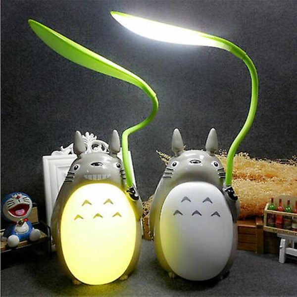 Totoro USB Bordlampe, Kreativ Natlampe med Dobbelt Funktion (Hvid Mave Chinchilla){F2}