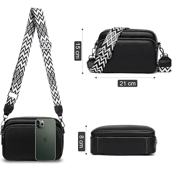 Crossbody-laukut naisille - Nahkaiset käsilaukut ja olkalaukut säädettävällä leveällä hihnalla Kamera Cross Body -laukku naisille, tytöille, päivittäiseen matkustamiseen