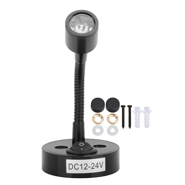 DC10‑30V LED RV Bedside Lamp Aluminum Alloy High Brightness RV Reading Lamp for Yacht Boat Silver