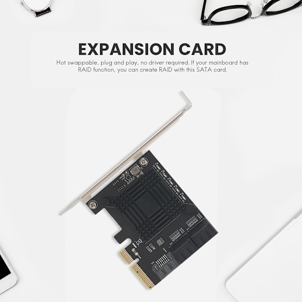 TS-Pcie till 5-Port Sata Iii 6 Gbps Sata Controller Expansionskort Datorchassi Adapterkort Jmb585