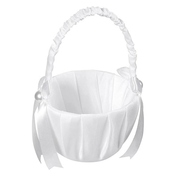 2-pakning bryllup sateng blomsterkurv Bowk Party Rose Flower Girl white
