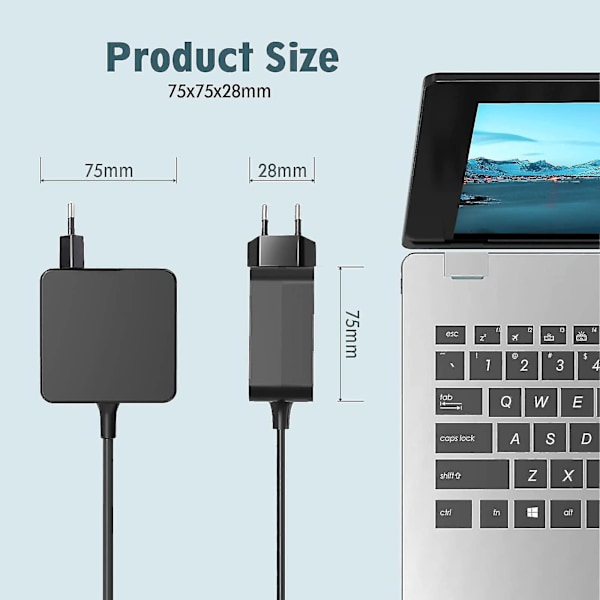 Laptopladdare för Asus 19V 2.37A 45W (4.0*1.35mm) Vivobook 14 15 17 X540s X541n X541u Zenbook 13 Ux305 Ux305f Ux305c Ux303u