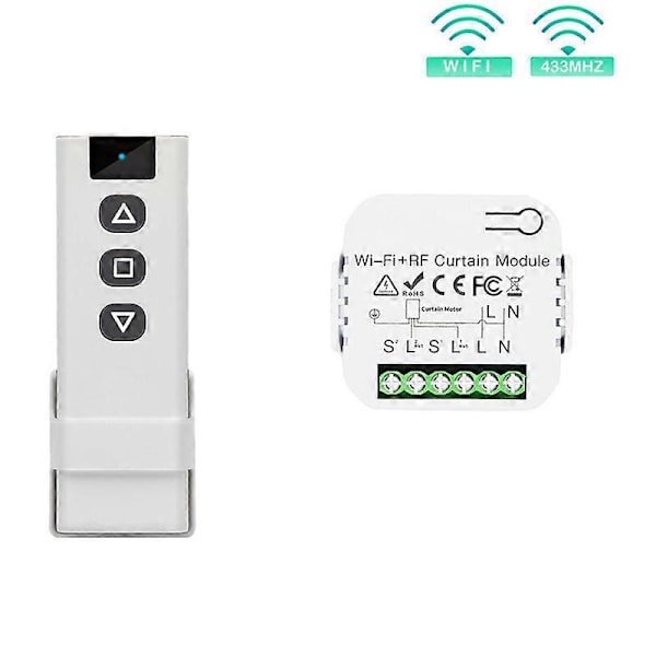 Tuya Smart Life WiFi 433Mhz Rullgardinsbrytare med RF Fjärrkontroll för Elektrisk Rulljalusistyrning