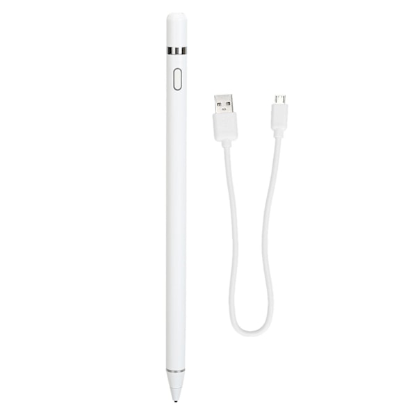 Universal Stylus Pen Magnetic Pen Cap Open and Use 95mAh Micro USB Touch Screen Pens for Smartphone Tablet Computer White