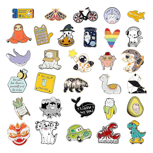 40 st Söta Emalj Ryggsäcksnålar, Roliga Emaljnålar Bulk Set Coola Knappnålar Estetisk Brosch Lapel Random Color