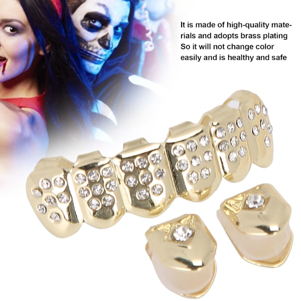 Plating Tandställning Set Trendig Metall Guld Tand Dekoration Smycken för Halloween PartyGuld