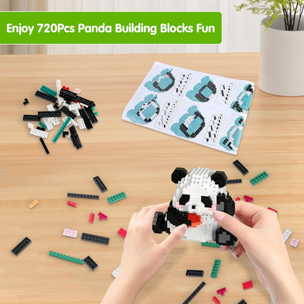 in 1 Panda Byggeklodser Byggelegetøj Dyr Klodser Bygning{DH}
