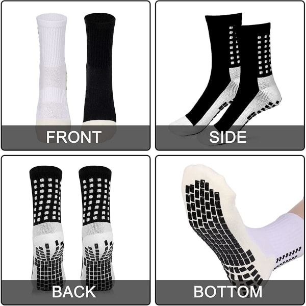 2 par skridsikre sportsfodboldstrømper, unisex atletiske sports grip-strømper skridsikre fodbold-/basketstrømper