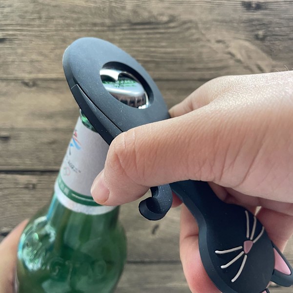 1 stk. Kreativ Bærbar Katteformet Magnetisk Oplukker, Vin Øl Drikke Oplukker Bar Gadget Glas Øl Køkkenudstyr Barudstyr (Sort)