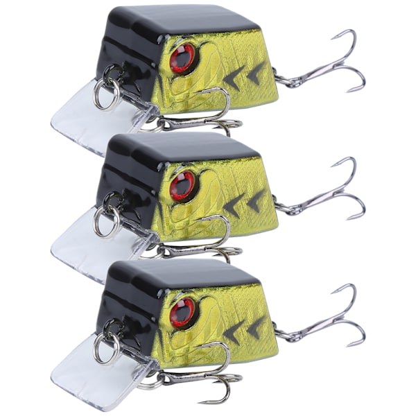 3 stk. Cube Mini Kunstig Agnfisk Lokkemad Fiskeudstyr Værktøj med Skarpe Kroge 3#