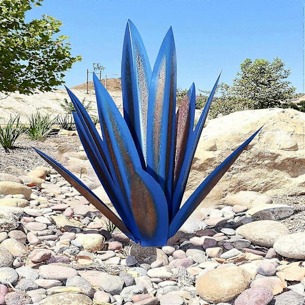 Agave Trädgårdskonst i Metall, Rustik Trädgårdsdekor, Vattentät och Rostfri Staty, Flexibel Placering för Utomhusmiljöer (55cm)