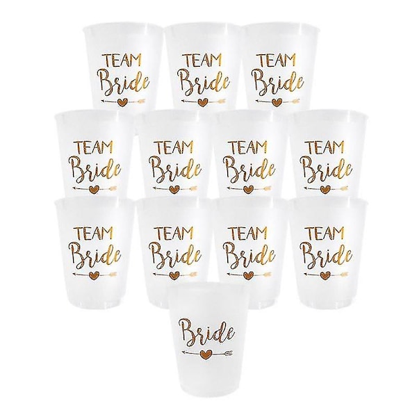 12 st Team Bride Plastmugg Möhippa Transparent Muggar Set