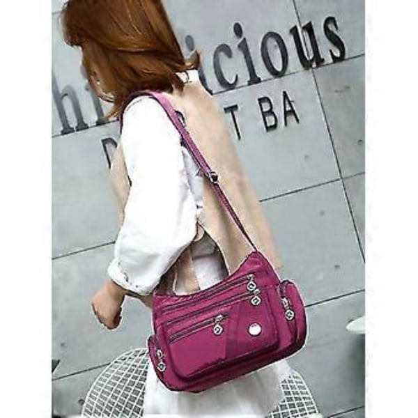 Dame Skuldervesker Vanntett Veske Messenger Bag Stor Kapasitet Veske Multi Lomme Crossbody Veske (Svart)