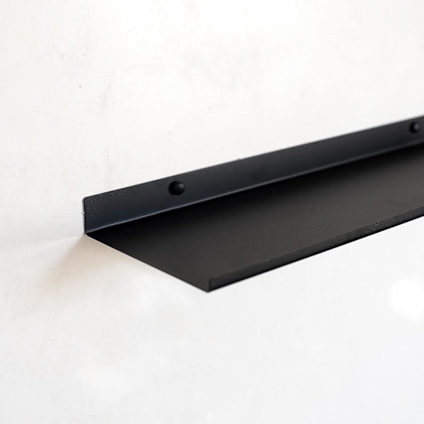 Svart metall veggmontert hylle | Sett med 2 flytende hyller 40 cm