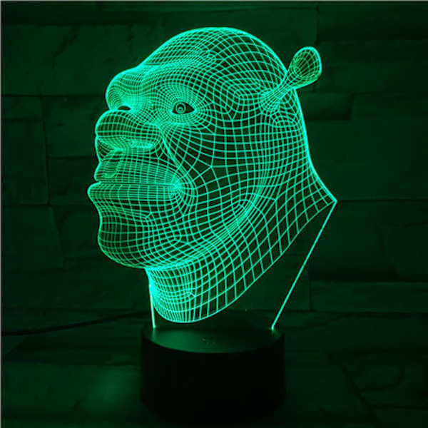 Shrek USB 3D Anime Natlampe Atmosfære LED Bordlampe